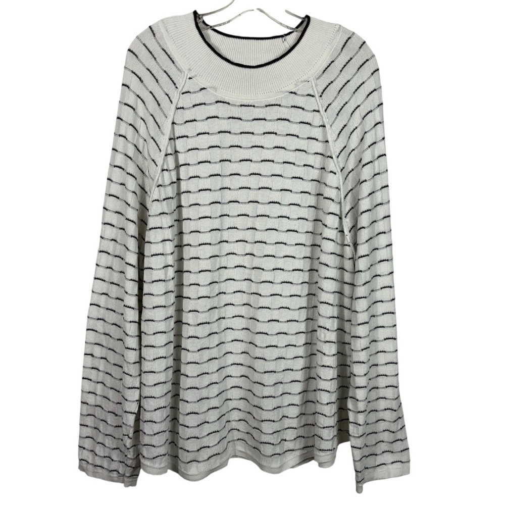 Southern Lady White Black Geometric 3D Knit Mock Neck Sweater 2X Plus Size XXL